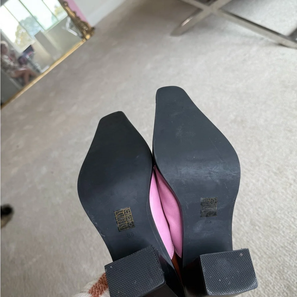 Jeffrey Campbell Pink and Brown Mules with Snakeskin Accent Western - Picture 5 of 9